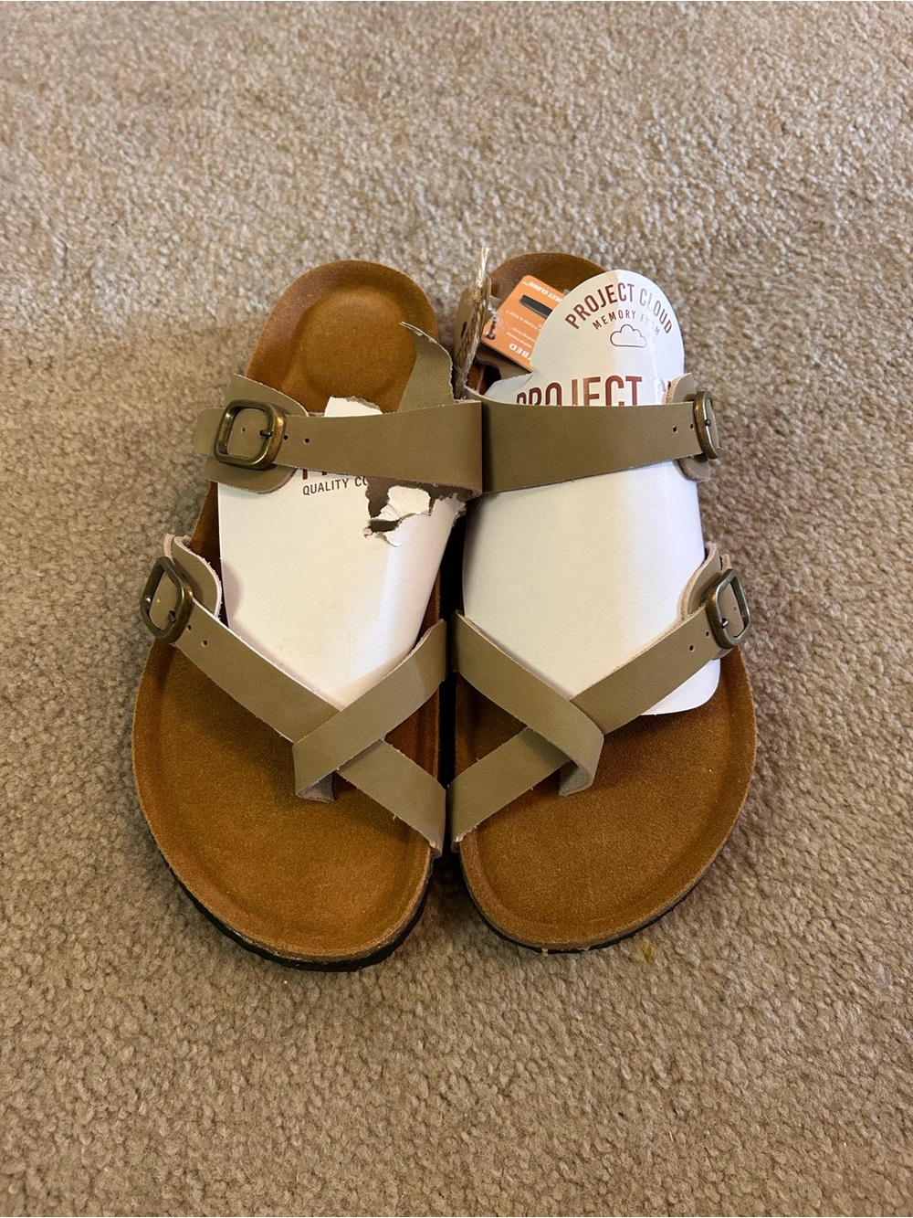 Women’s Taupe Strappy Buckle Sandals